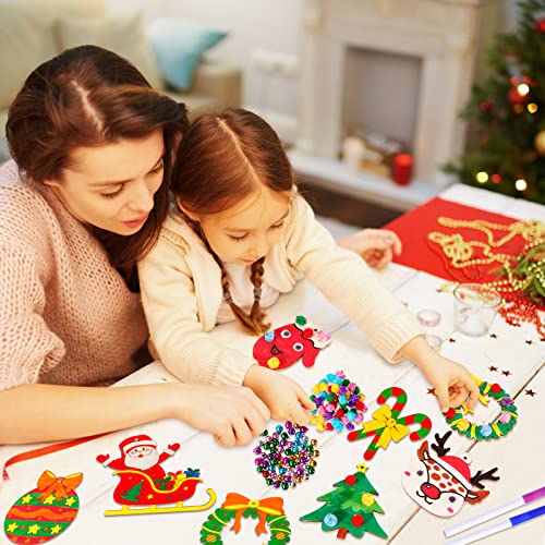 MGParty 60Pcs DIY Wood Slices, Wooden Christmas Ornaments Bulk for Crafts, Unfinished Paintable Wooden Hanging Decorations, Wood Kit for Crafts with MGparty