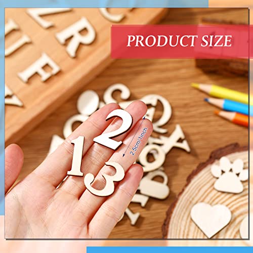 492 Pieces 1 Inch Wooden Alphabet Letters Unfinished Wood Numbers Small Wooden Craft Letters Blank Wood Heart Star Paw for Home Decor Spelling Vicenpal