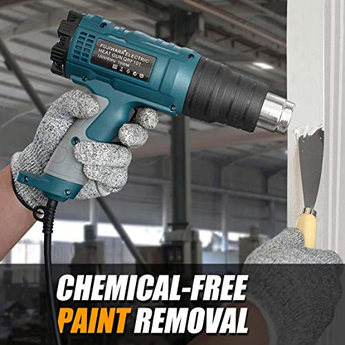 Heat Gun Kit 1500W with Variable Temperature 5 Nozzles, Adjustable Hot Air Gun 122℉-1022℉,Fast Heating for DIY Shrink PVC Tubing/Wrapping/Crafts, XPEOO