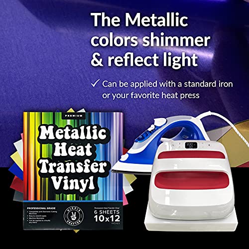 Metallic Vinyl Heat Transfer Vinyl Gold Vinyl Sheets Pink Chrome Silver Metalic Permanent Metallic Vinyl Foil Adhesive Vinyl Metallic HTV Pack Foil HIPPIE CRAFTER