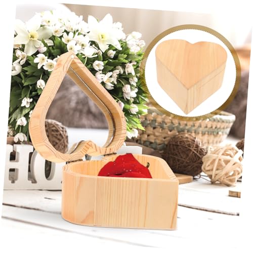 MAGICLULU Box Wooden Heart Box Wooden Gift Organizer Small Gift Container Jewelry Container Wood Heart Case Wooden Jewelry Cases Tabletop Mirror MAGICLULU