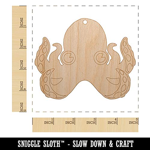 Cute Octopus Unfinished Craft Wood Holiday Christmas Tree DIY Pre-Drilled Ornament Sniggle Sloth