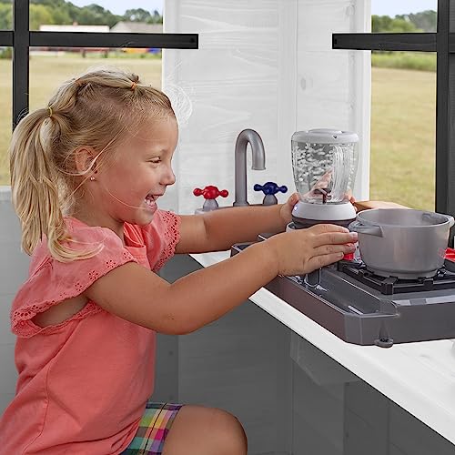 Backyard Discovery Sweetwater Heights Elevated All Cedar Wooden White Playhouse with Clubhouse Slide & Ladder Backyard Discovery