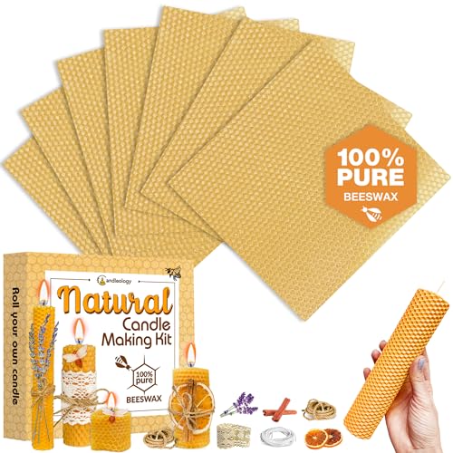Candleology Beeswax Candle Making Kit - Natural DIY Candle Making Kit for Kids and Adults, Candle Rolling Kit with Beeswax Sheets for Candle