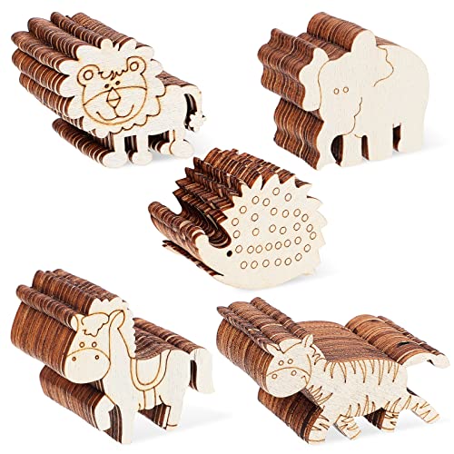 PRETYZOOM 100 Pcs Wooden Shapes Embellishments Animal Cutouts Wooden Shapes for Crafts Unfinished Wood Cutouts Animal for Crafts PRETYZOOM