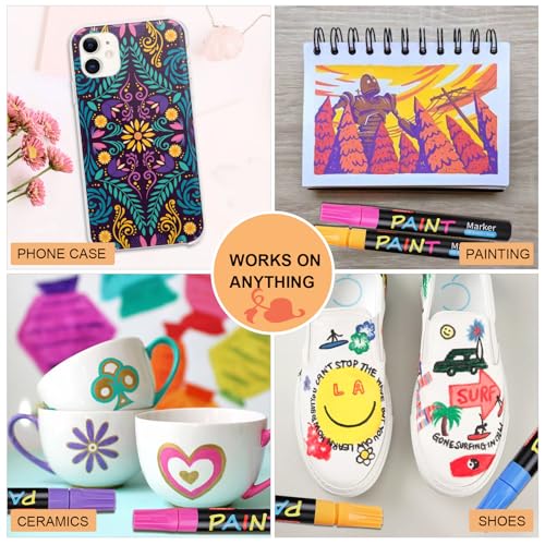 IVSUN Paint Pens Paint Markers, 20 Colors Oil-Based Waterproof Paint Marker Pen Set, Never Fade Quick Dry and Permanent, Works on Rocks Painting, IVSUN