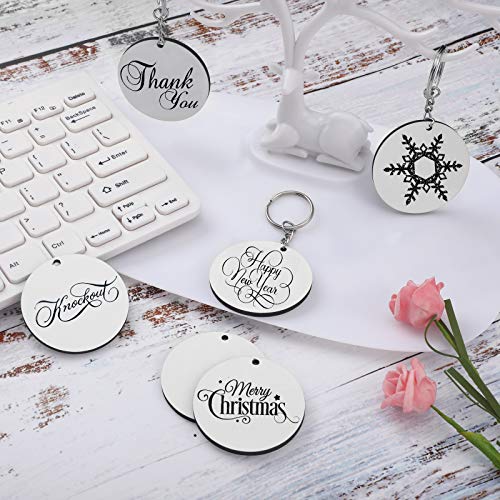 Round Sublimation Ornaments 2 Inch Christmas Blank Ornaments Wooden Hardboard Ornament Christmas Tree Round Hanging Ornaments for DIY Handicrafts Jetec