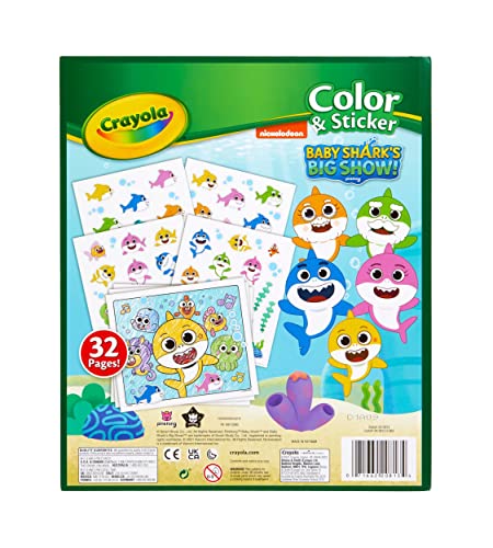 Crayola Baby Shark Coloring Pages and Stickers, Gift for Kids, Ages 3, 4, 5, 6 Color & Sticker Crayola