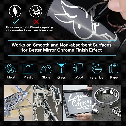 KERIFI 3pcs Silver Liquid Mirror Chrome Markers Permanent Art Liquid Chrome Marker Set, Reflective Gloss Metallic Mirror Markers, Repair Paint Pen KERIFI