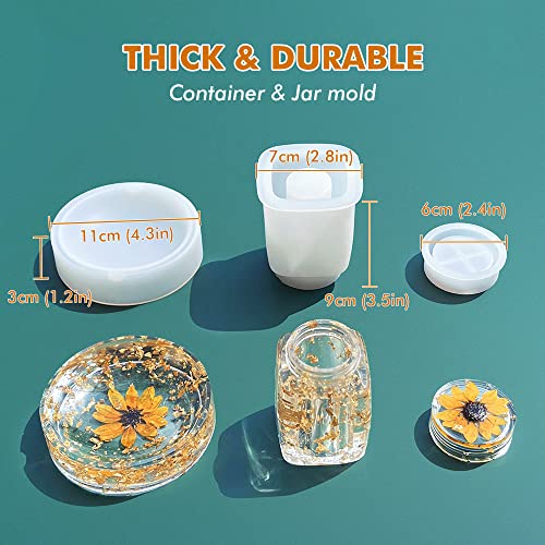 YIGWANG Rectangle Resin Tray Molds with Edges for Resin Casting, Jar Mold with Lid and Grinder Mold, Large Silicone Rolling Tray Molds DIY Jewelry YIGWANG