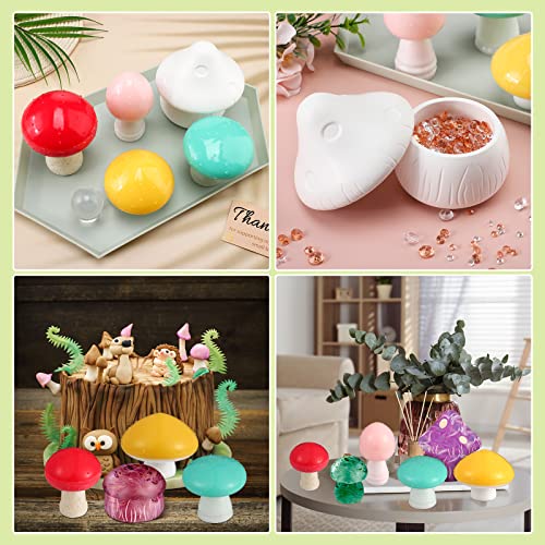 BBTO 14 Pcs Jar Resin Mold Mushroom Jar Silicone Mold Jewelry Holder Container Epoxy Mold Resin Jar Mold with Lid Casting Trinket Box Candle Holder BBTO