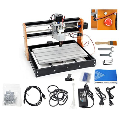 CNCTOPBAOS Upgrade 3018 Pro CNC Router Machine Kit,with Limit Switches & Emergency Stop,3018-PRO DIY Mini GRBL Control 3 Axis Milling Machine,Wood