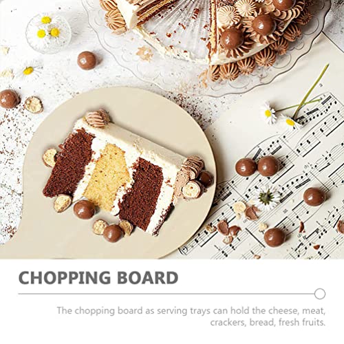 TEHAUX 4pcs Wood Craft Cutting Board Unfinished Mini Wooden Cutting Board DIY Blank Paddle with Handle Round Serving Board Chopping Board for TEHAUX