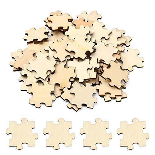 KitBeads 100pcs Random Blank Wooden Puzzle Pieces Laser Cut Unfinished Wood Ornaments Puzzle Shape Wooden Embellishments for Crafts Home Decorations KitBeads