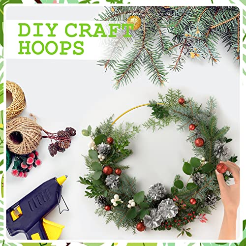 FSWCCK 5 PCS 10 Inch Metal Floral Hoop Centerpiece for Table, Metal Wreath Ring with 5 PCS Wood Place Card Holders, Floral Hoop Wreath for DIY FSWCCK