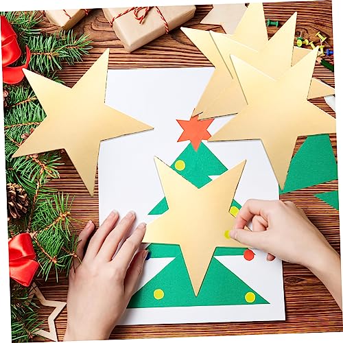 VOSAREA 50pcs Gold Decor Classroom Decorative Cutout Scrapbook DIY Decors Greeting Cards Decors Classroom Wall Decor Star Cutouts Kindergarten Wall VOSAREA