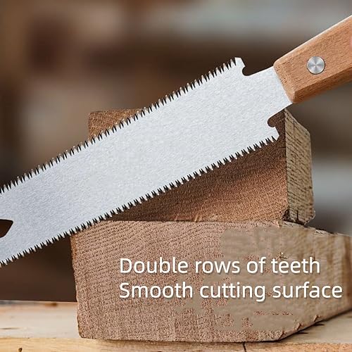 Double Edge Handsaw with 6-Inch Flexible Blade, Double Edge Pull Saw TPI 17/14, Small Double Edge Handsaw for Woodworking, PVC Pipe Cutting and DIY JTZXJJX