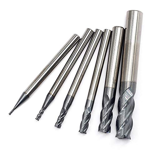 OSCARBIDE Carbide End Mill Set for Steel 4 Flutes CNC Spiral Router Bits 6 Pieces,Square CNC Spiral Router Bits Carbide Dia(1 2 3 4 6 8mm) Tian OSCARBIDE