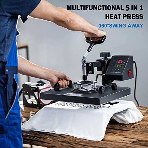 TOPDEEP 5 in 1 Heat Press Machine, Heat Press 15x15 inch, T Shirt Pressing Machine Slide Out Design, Multifunction Heat Press Transfer Machine Topdeep