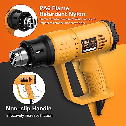 Heat Gun, TGK® HG5100 Dual Temperature Hot air Gun, High And Low Temperature Settings 1112℉/662℉ with Overload Protection, 4 Nozzle Attachments for TGK