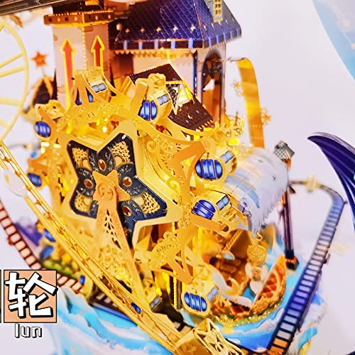 MU 3D Palace Metal Puzzles for Adults Starlit Amusement Park, DIY Model Kits Block Building Landscape Architecture Jigsaw, Birthday New Year Gift MU