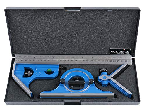 Accusize Industrial Tools Combination Square Set, 12''/300mm, 4 Pcs/Set, 0000-8108 Accusize Industrial Tools