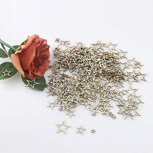 EXCEART 200pcs Star Shape Unfinished Wood Pieces Wooden Hollow Star Embellishments Cutouts Wooden Frames Pendant DIY Craft Jewelry Making Charms EXCEART