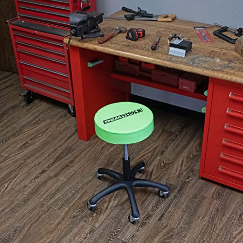 OEMTOOLS 24956 Heavy Duty Pneumatic Rolling Stool, Garage Stool with Wheels, Shop Stool on Wheels, Adjustable Height Stool, Rolling Work Seat, OEMTOOLS