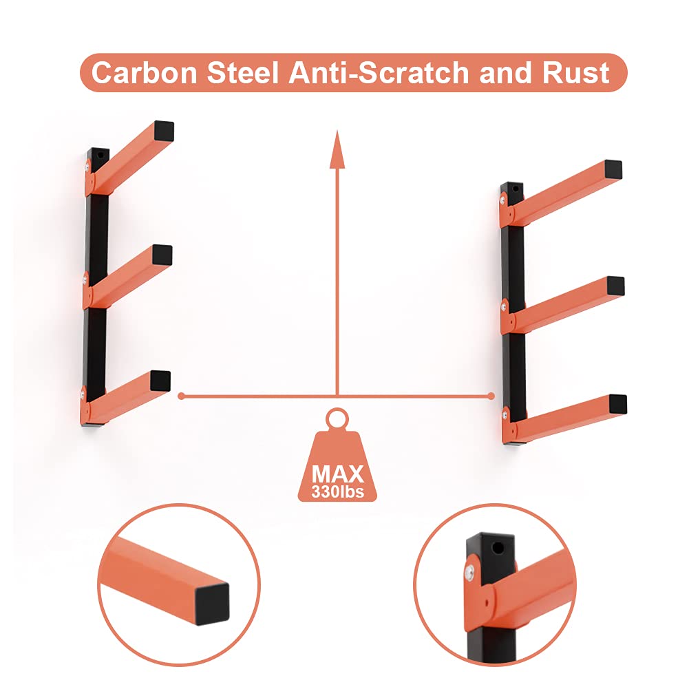 TORACK Lumber Storage Metal Rack, Wood Rack Organizer, 3-Level Wall Mount, Wood Storage System, Durable Sheet Screws, Workshop Rack(2PCAK) TORACK