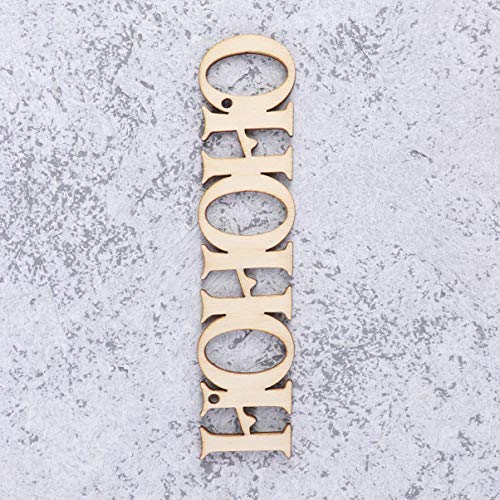 Amosfun 20pcs Unfinished Wood Ornament Wood Letter Ho Cutout Pieces DIY Craft Pendant for Xmas Tree Festive Hanging Decoration Amosfun