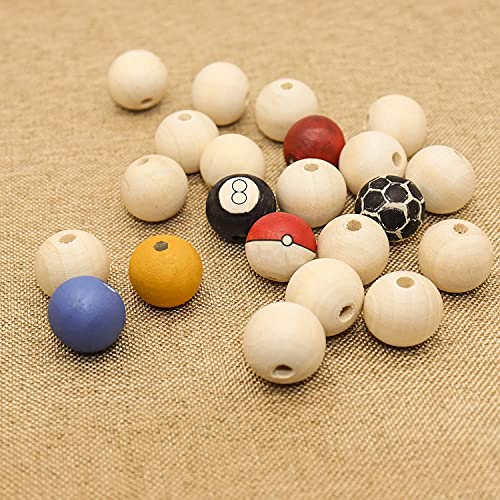 THYSSEN 500pcs 20mm Wood Beads Crafts Natural Round Unfinished Loose Beads are Used to Make DIY Wooden Beads Garlands, Home Decoration THYSSEN