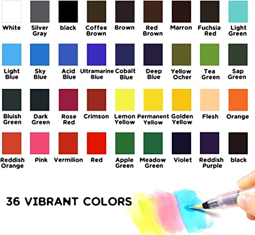 PENTRISTA Watercolor Paint set, 36 Colors Premium Solid Watercolor Half Pans in Tin Box, 1 refillable Water Brush Pen, Art Pigment Kit Perfect for PENTRISTA