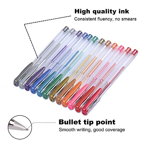 Shuttle Art 50 Pack Metallic Gel Pens, 25 Metallic Gel Pens Set with 25 Refills Perfect for Adult Coloring Books Doodling Drawing Art Markers Shuttle Art