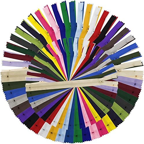 Zippers, DOITEM 72 pcs Zippers for Sewing 6 Inch 10 Inch 14 Inch Multicolor Nylon Coil Zippers for Sewing and Crafts 24 Colors DOITEM