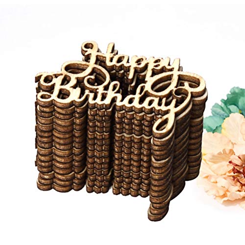 Amosfun Happy Birthday Wood Cutout Words Wooden Confetti Wood Slices for Birthday Party Table Decorations 15pcs Amosfun