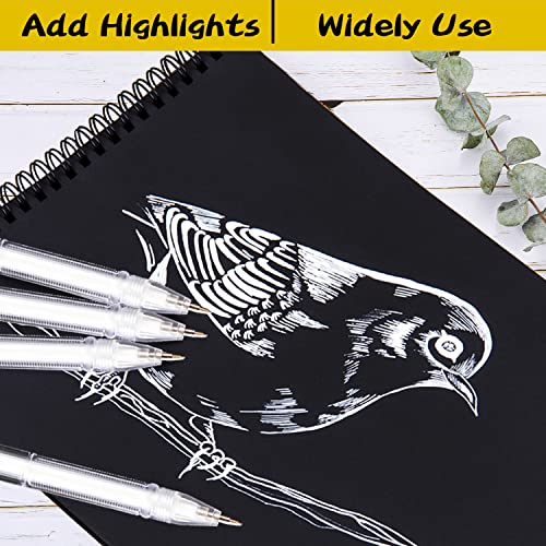 Dyvicl White Gold Silver Gel Pens, 0.8 mm Fine Point Pens Gel Ink Pens for Black Paper Drawing, Sketching, Illustration, Adult Coloring, Journaling, Dyvicl