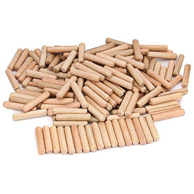 ZOENHOU 1000 PCS 6mm x 1 1/2‘’ Wooden Dowel Pins, Straight Dowel Rods Made of Hard Wood, Fluted Wood Dowel Plugs with Beveled Ends Tapered for Easy
