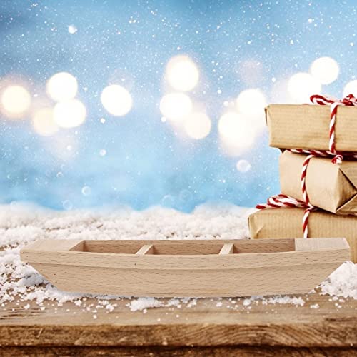 TOYANDONA Wooden Boat Unfinished Wood Boat Canoe Craft Toy Boat Model for Kids Gift Home Office Decoration DIY Project Painting Art TOYANDONA