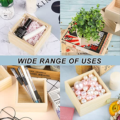 Aodaer 10 Pieces Wooden Box Unfinished Small Platane Wood Box 4 x 4 x 2.2 Inch Rustic Treasure Box Decorative Craft Organizer Storage Box for Crafts, Aodaer