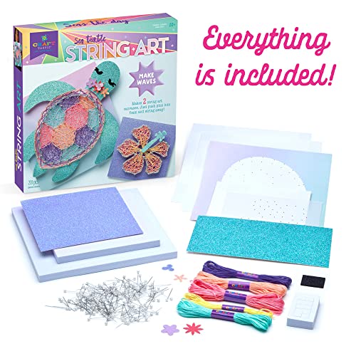 Craft-tastic — String Art Sea Turtle for 2 Fun Craft Projects — Sea Turtle and Hibiscus Flower — Ages 10+ Craft-tastic