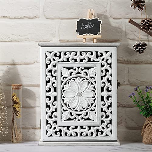 AHUONEL Wooden Key Holder for Wall, Key Box Key Cabinet, Key Hooks Wall Mounted Key Hangers Rustic Decorative Key Rack with 6 Key Hooks for Home AHUONEL