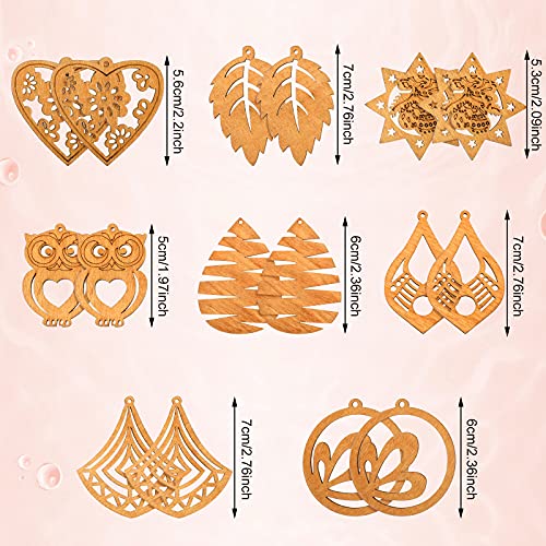 182 Pieces Wooden Dangle Earring Making Kit, Include 32 Pieces African Wood Drop Earring Pendant Unfinished Earrings Wood Charms with 100 Jump Ring Hicarer
