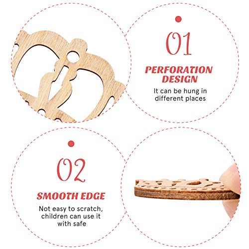 Amosfun 50pcs Cartoon Hollow Out Crown Shape Wooden Pieces Cutouts Craft Embellishments Wood Ornament Manual Accessories for DIY Art Amosfun