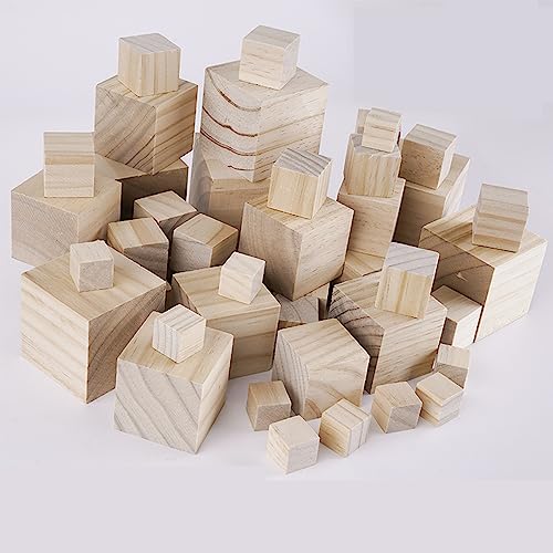 Wood Blocks for Crafting, 1cm Wooden Cubes, Pack of 500 Unfinished Plain Wood Blocks, Small Wooden Blocks Great for DIY Crafts Making GMETNIC