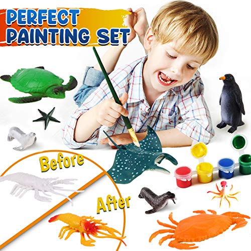 FUNZBO Kids Painting Set - Christmas Gifts for Kids, Arts and Crafts, Art Set with Art Supplies, Painting Tools, and Animal Toys, Toys for Girls, FUNZBO