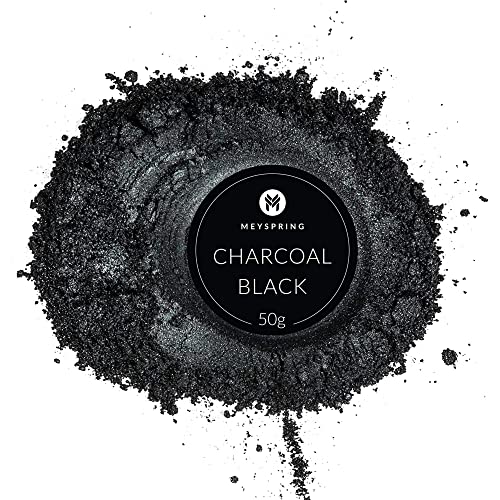 MEYSPRING Charcoal Black Mica Powder for Epoxy Resin - 50 Grams - Great for Resin Art and UV Resin - Epoxy Resin Color Pigment MEYSPRING