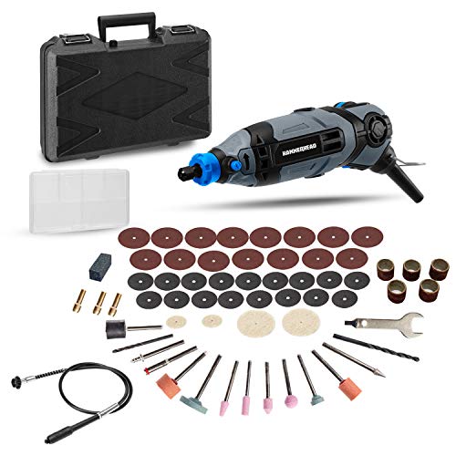 Hammerhead 1.2-Amp Rotary Tool with 62 Accessory Attachments and Carrying Case – HART012 Hammerhead