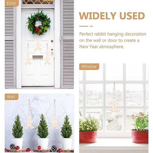 Abaodam 100 Pcs Christmas Wooden Ornaments Unfinished Wood Gingerbread Man Cutouts Christmas Tree Hanging Decor for DIY Xmas Holiday Party Decor Abaodam
