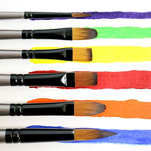 Mont Marte Gallery Series Acrylic Brush Set, 6 Piece. Selection of Synthetic Hair Paint Brushes Suitable for Acrylic Painting MONT MARTE