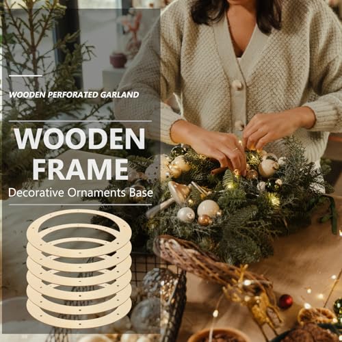SEWACC 6pcs Wreath Form Rack Craft Floral Ring Floral Hoop Centerpiece Xmas Wreath Frame Wooden Wreath Frame Unfinished Round Metal Hoop Christmas SEWACC